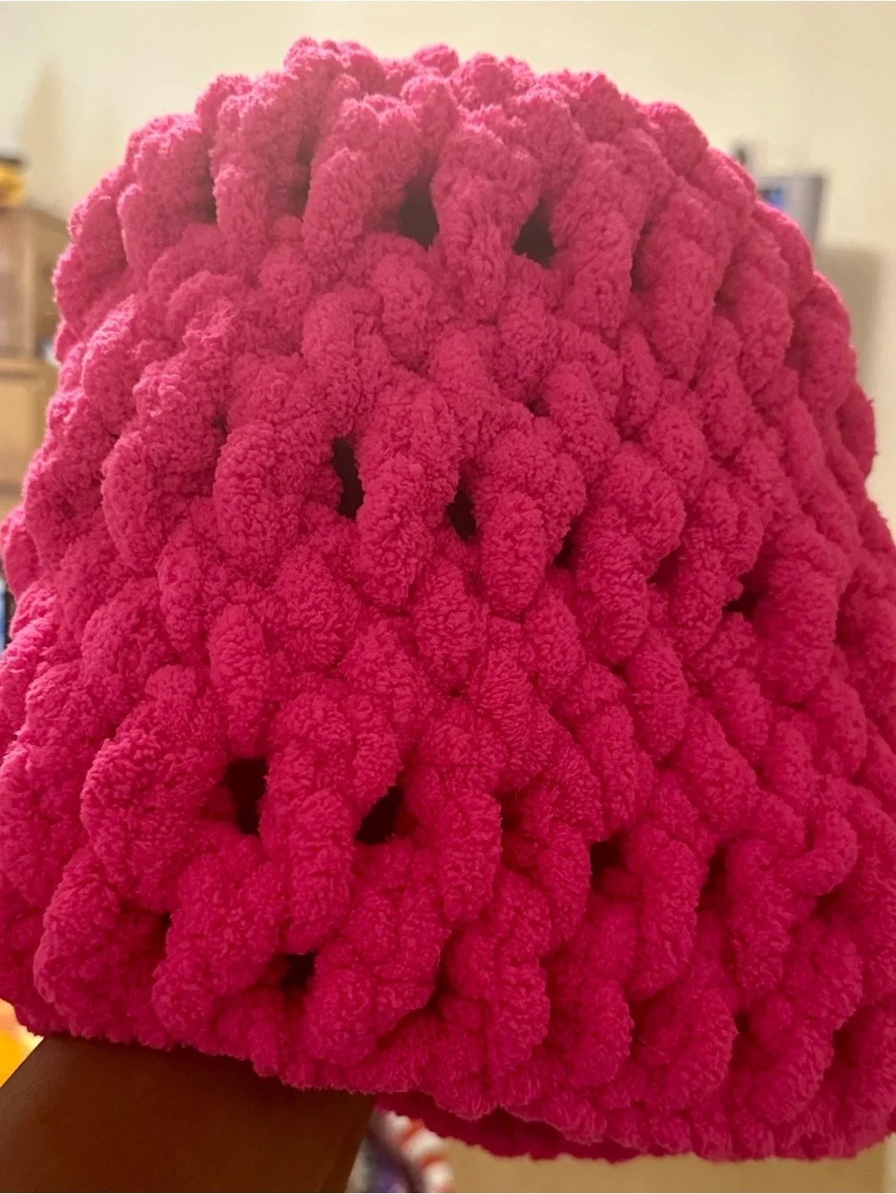 Handcrafted Plush Pink Super Bulky Statement Winter Beanie
